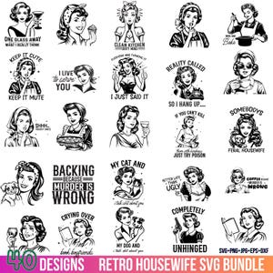 Retro Housewife SVG Bundle: Sarcastic Designs for T-Shirts, Mugs (Cut File Download)