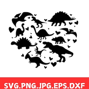 Dinosaur Heart SVG: Valentine&#39;s Day Cricut Cut File (Digital Download)