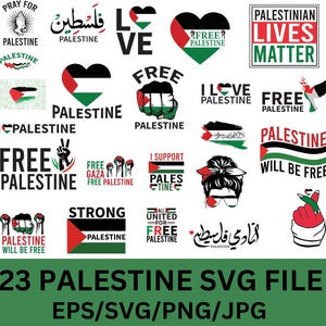 Pacchetto SVG Palestina, SVG gratuito Gaza, trasferimento vinile, PNG Palestina, maglietta Palestina gratuita, file di taglio per Cricut e Silhouette.