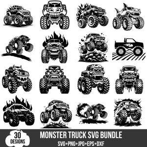 Monstertruck-Svg-Bundle, LKW-Svg, Auto-Svg, Off-Road-Svg, Monster-Truck-Shirt, zerschmetternder Monstertruck-Svg, Rennwagen, Für Cricut