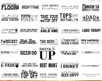 Paquete SVG con frases divertidas sobre cerveza: diseños de tazas y vasos (descarga digital)