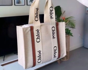 Canvas Tote Bag, Genuine Leather Bag, Bag Designer, Woody Bag, Beach Bag, Handbag, Fashion