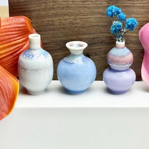 Handmade Miniature Flower Vase Ceramic Vase, Mini Pottery Vase Gifts, Unique Miniature Tiny Vase, Small Bud Vase Ceramic for Planting Lovers