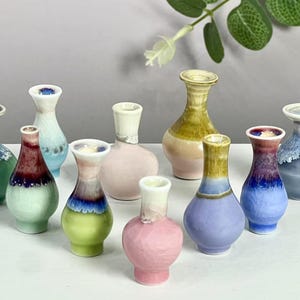 Mini Pottery Vase Gifts for Party Favors, Unique Miniature Tiny Vase, Small Bud Vase Ceramic Gifts for Her, Cute Tiny Pottery Vase Plant Pot