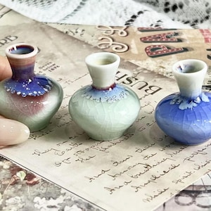 Mini Pottery Vase Gifts for Party Favors, Unique Miniature Tiny Vase, Small Bud Vase Ceramic Gifts for Her, Cute Tiny Pottery Vase Plant Pot