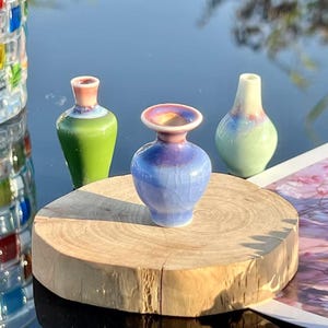 Tiny Glazed Flower Vase Handmade Ceramic Vases, Mini Pottery Vase for Her, Unique Tiny Vase, Small Bud Vase Ceramic for Planting Lover Gifts