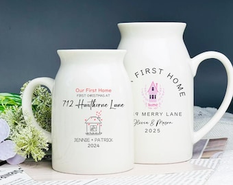 Custom Our First Home Keepsake Vase, First Home Flower Vase Gift for Couple, First Home Vase Housewarming Gift, Unique New Home Owners Gifts