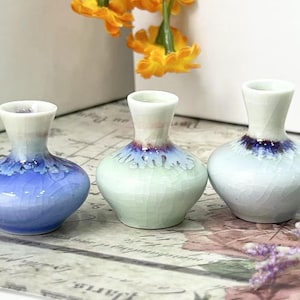 Mini Pottery Vase Gifts for Party Favors, Unique Miniature Tiny Vase, Small Bud Vase Ceramic Gifts for Her, Cute Tiny Pottery Vase Plant Pot