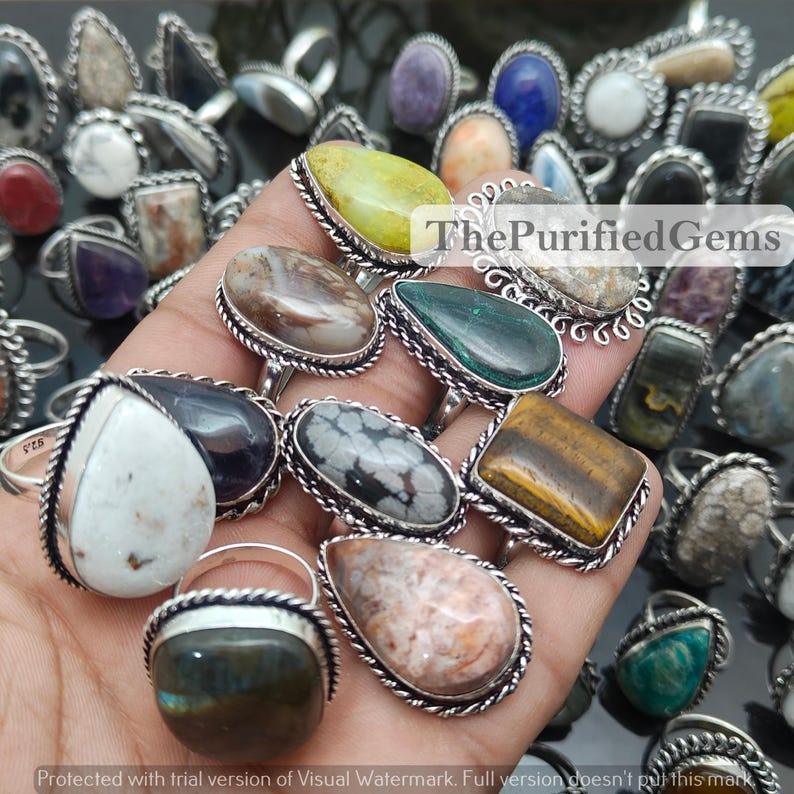 Hippie Rock Rings Assorted Crystal Rings, Hippie Style Rings, Mystery Jewelry, Antique ...