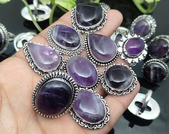 Minimal Amethyst Rings, February Birthstone Jewelry, Gift For Her, Natural Amethyst, Purple Crystals, Dainty Rings, Rings For Women