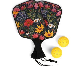 Cute Wildflower Pickleball Kit with 2 Paddles - Stylish Set for Fun Play