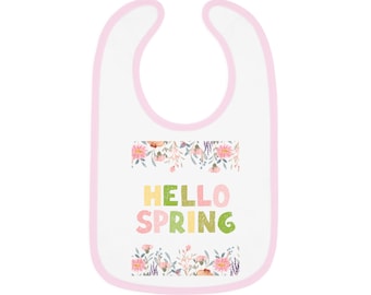 Hello Spring Pastel Color Baby Contrast Trim Jersey Bib