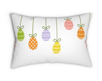 Hanging Easter Eggs Spun Polyester Lumbar Pillow