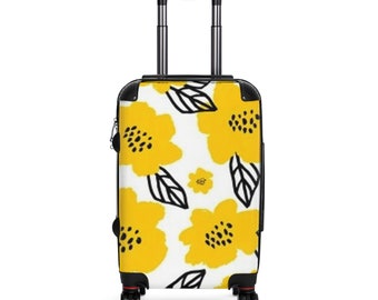 Black and Yellow Flower Suitcase