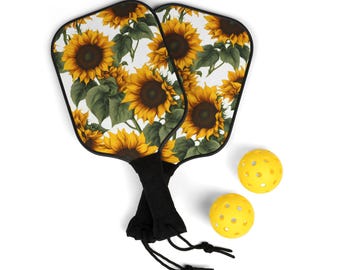 Cute Sunflower Pickleball Kit with 2 Paddles - Fun and Stylish Set for Play