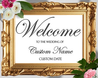 Cheap Personalised Wedding Welcome Sign Decal Custom Party Signage, Bespoke Marriage Wedding Decor, DIY Wedding Any Name Wording Size Logo