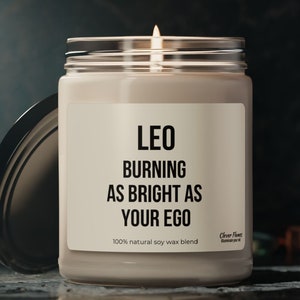 Funny Gift for Leo Horoscope Scented Soy Wax Candle for her During Zodiac and Birthday Season