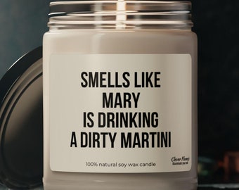 Vela de soja personalizada con aroma a Dirty Martini: regalo para los amantes de los cócteles