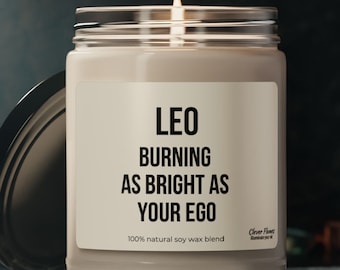 Leo Zodiac Candle: Scented Soy Wax Birthday Gift