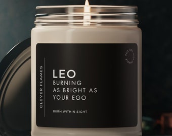 Leo Zodiac Candle: Scented Soy Wax, Birthday Gift