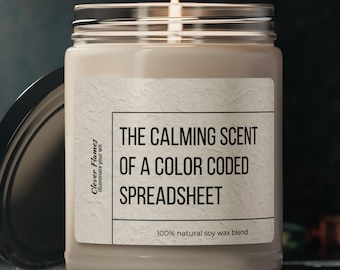 Color Coded Spreadsheet Scented Soy Candle - Accountant Gift
