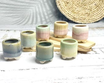 Round Shaped Mini Ceramic Pot Succulent Pots Flower Vase, Unique Mini Bud Pots Garden Decor Gifts, Ceramic Plant Pots for Housewarming Gifts