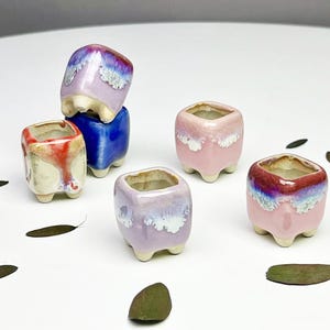 Unique Succulent Planters Handmade Tiny Pottery Gifts for Mom, Mini Ceramics Vase Pot Garden Decor Gift, Small Flower Pottery Gifts for Her.