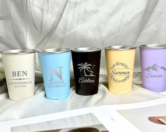 Custom LOGO Whiskey Cup for Wedding Gifts, Personalized Stainless Steel Pint Cup, Engraved Stainless Steel Cups, Groomsman/Bridesmaid Gifts