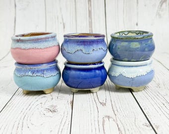 1.6" Mini Glaze Pots for Garden Decor, Handmade Succulent Planters Handmade Pottery Gift for Mom, Colorful Flower Pottery Pot Gift for Women