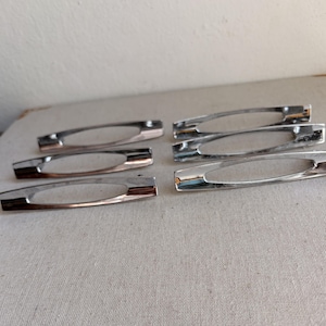 Set of 6 50's Diner Cabinet Drawer Pulls Chrome Style Jaybee
