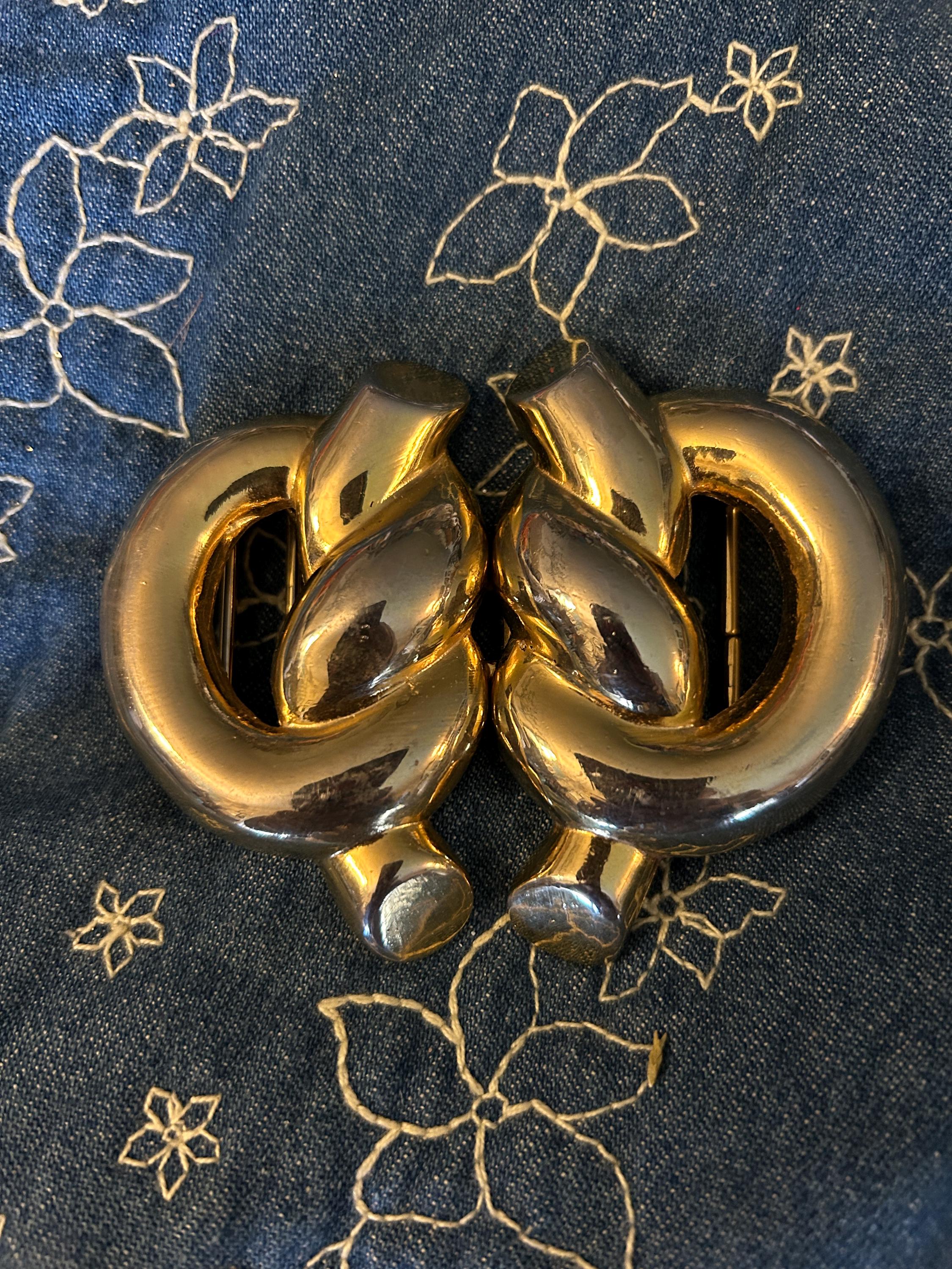 Sculptural 1979 Mimi Di N Signed Bow belt buckles Vintage Mimi Di N Silver Tone Botanical Belt Buckle … - Gem main image 4