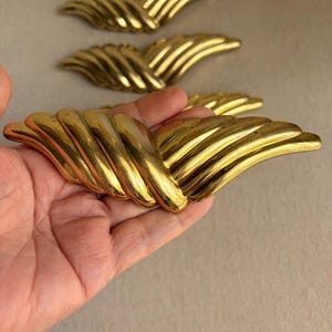 Set of 4 Postmodern Revival Winged Shiny Gold Pulls