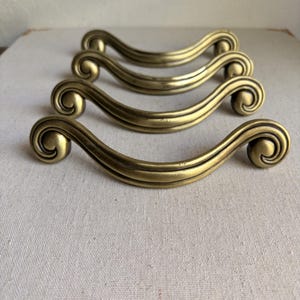Set of 4 Vintage French Provincial Drapery Pull Brass Finish Patina