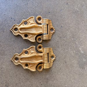 Set of 2 Icebox style Hinges Offset 3/8 Brass