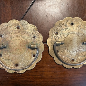 Antique Phoenix Chinese Brass Trunk Drawer Cabinet Handle Hardware Victorian 1910
