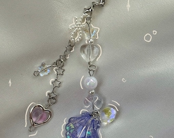 Handmade Mermaid Phone Charm, Seashell, Star, Y2K Keychain