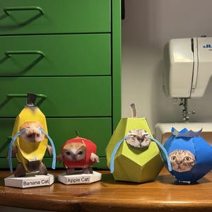 12 divertenti modelli PDF di meme di gatti in carta, gatto Maxwell, gatto felice, gatto banana, gatto mela, 12 pacchetti di meme di carta stampabili, meme, A4, fai da te