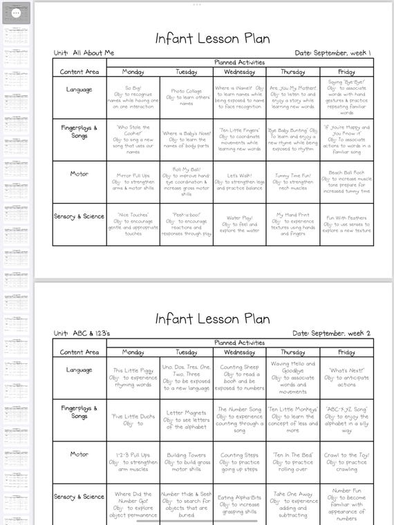 Year Long Infant Lesson Plan! 50 pages!
