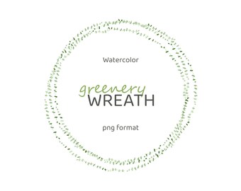 Greenery Watercolor Wreath Clipart - Botanical Frame Clip Art - Green ...