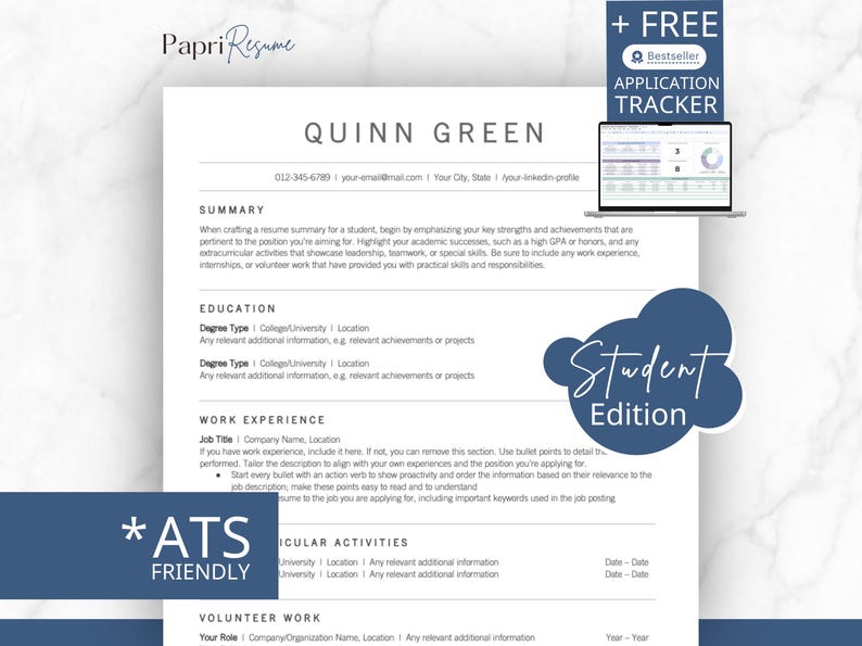 professional student resume template, student cv template