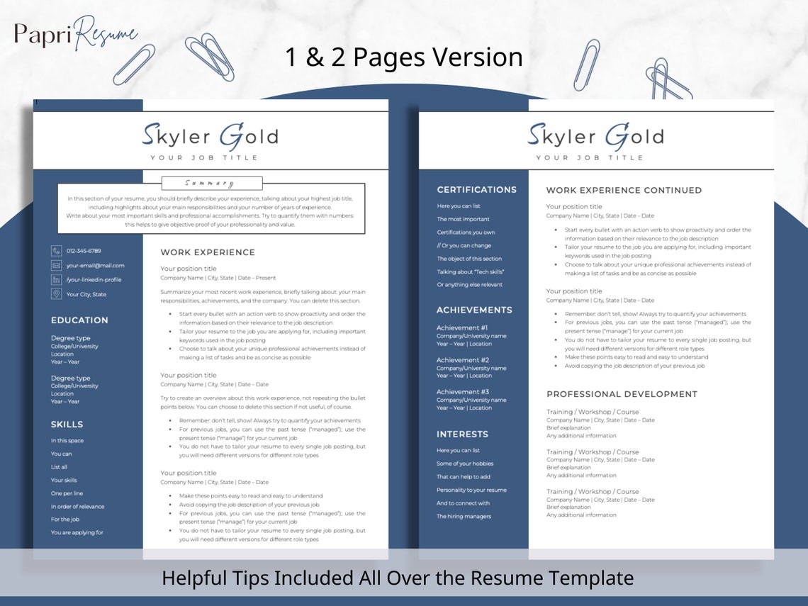 Creative Resume Template for Word, Pages, Google Docs, Creative CV Free ...