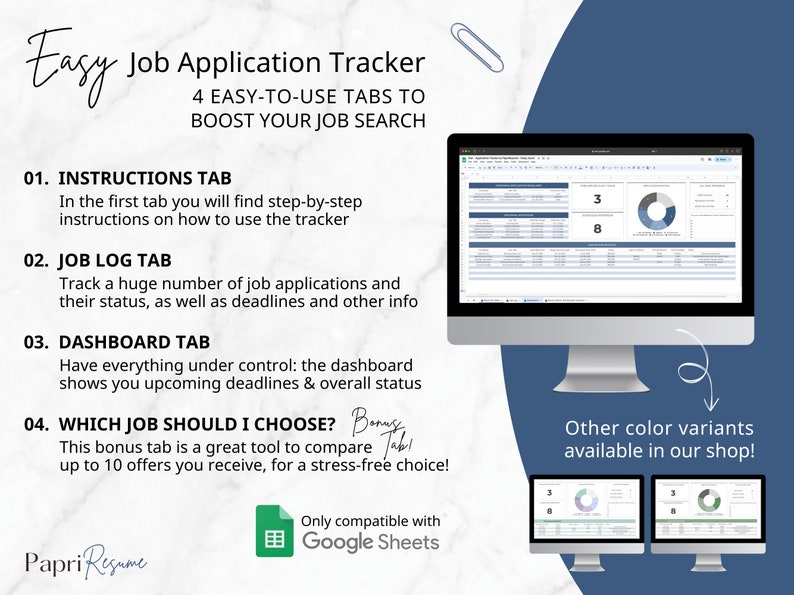 Job Application Tracker, Job Application Tracker Spreadsheet, Job Offer Google Sheets Template, Job Interview Planner, Job Interview Tracker, Automated Job Search Spreadsheet, Job Search Tracker, Job Planner Dashboard