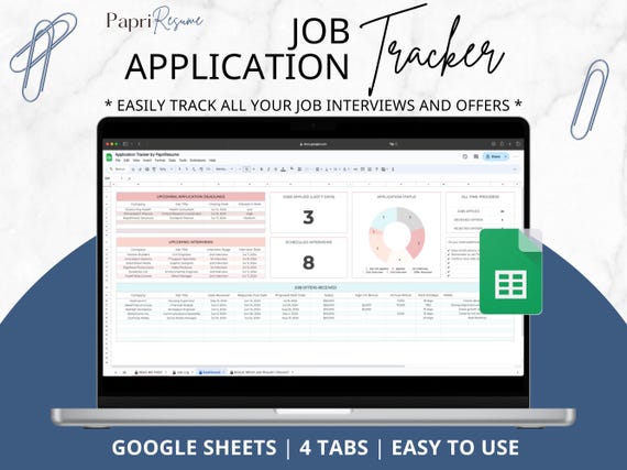 Job Application Tracker Spreadsheet | Job Interview Tracker | Job Offers Google Sheets Template | Job Search Tracker | Job Planner Dashboard