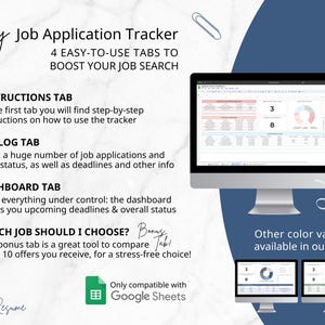 Job Application Tracker, Job Application Tracker Spreadsheet, Job Offer Google Sheets Template, Job Interview Planner, Job Interview Tracker, Automated Job Search Spreadsheet, Job Search Tracker, Job Planner Dashboard