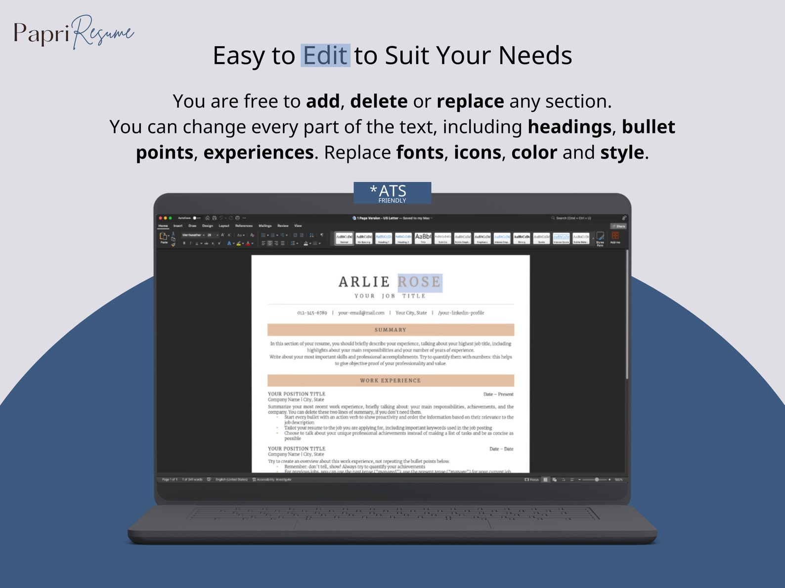 ATS CV Template for Word, Pages, Google Docs Ats CV Resume Template