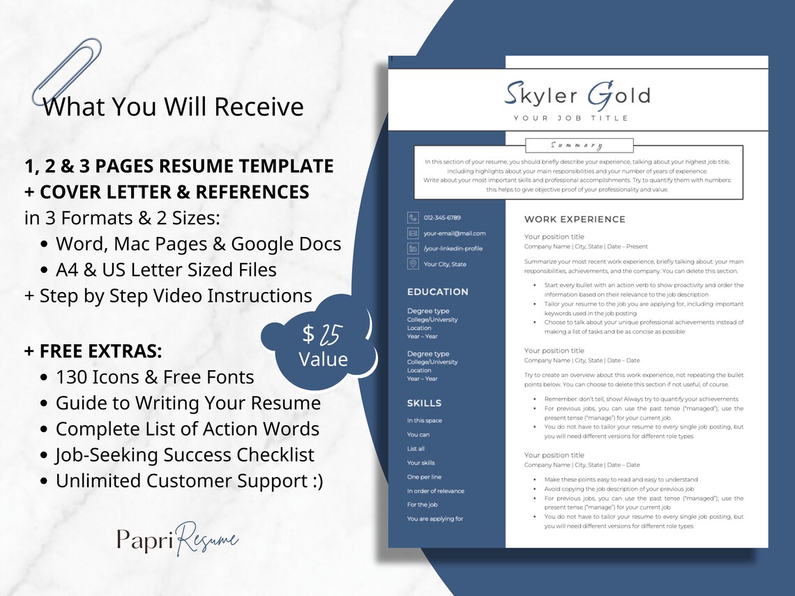 Creative Reference Pags Creative Resume Template for Word, Pages, Google Docs, Creative CV ...