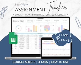 Assignment Tracker Template Google Sheets Template Homework Log Student Planner Academic Assignment Organizer Class Schedule Study Tracker
