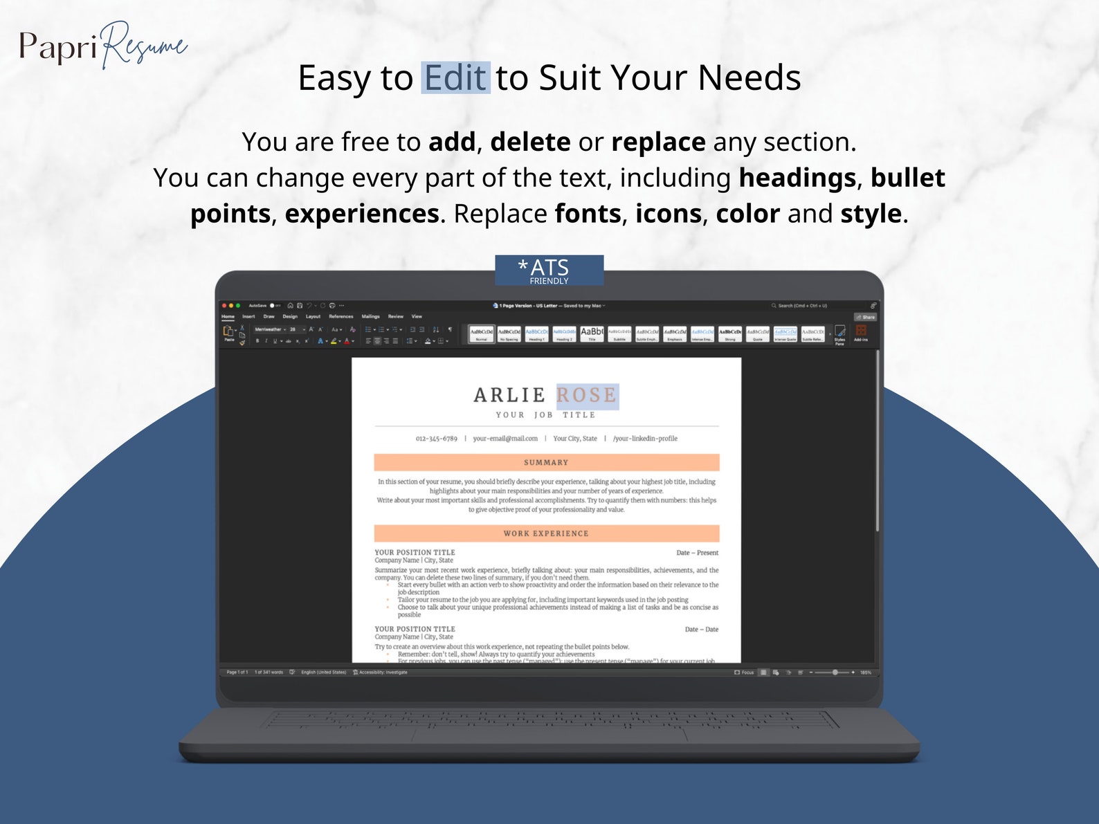 Simple Ats Friendly Layout Simple ATS Friendly Resume Template for Word, Google Docs, Pages, Basic ...