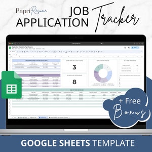 Foglio di calcolo per il monitoraggio del lavoro - Monitoraggio delle domande di ricerca di lavoro - Modello di Fogli Google per le offerte di lavoro - Monitoraggio dei colloqui di lavoro - Dashboard del pianificatore di lavoro