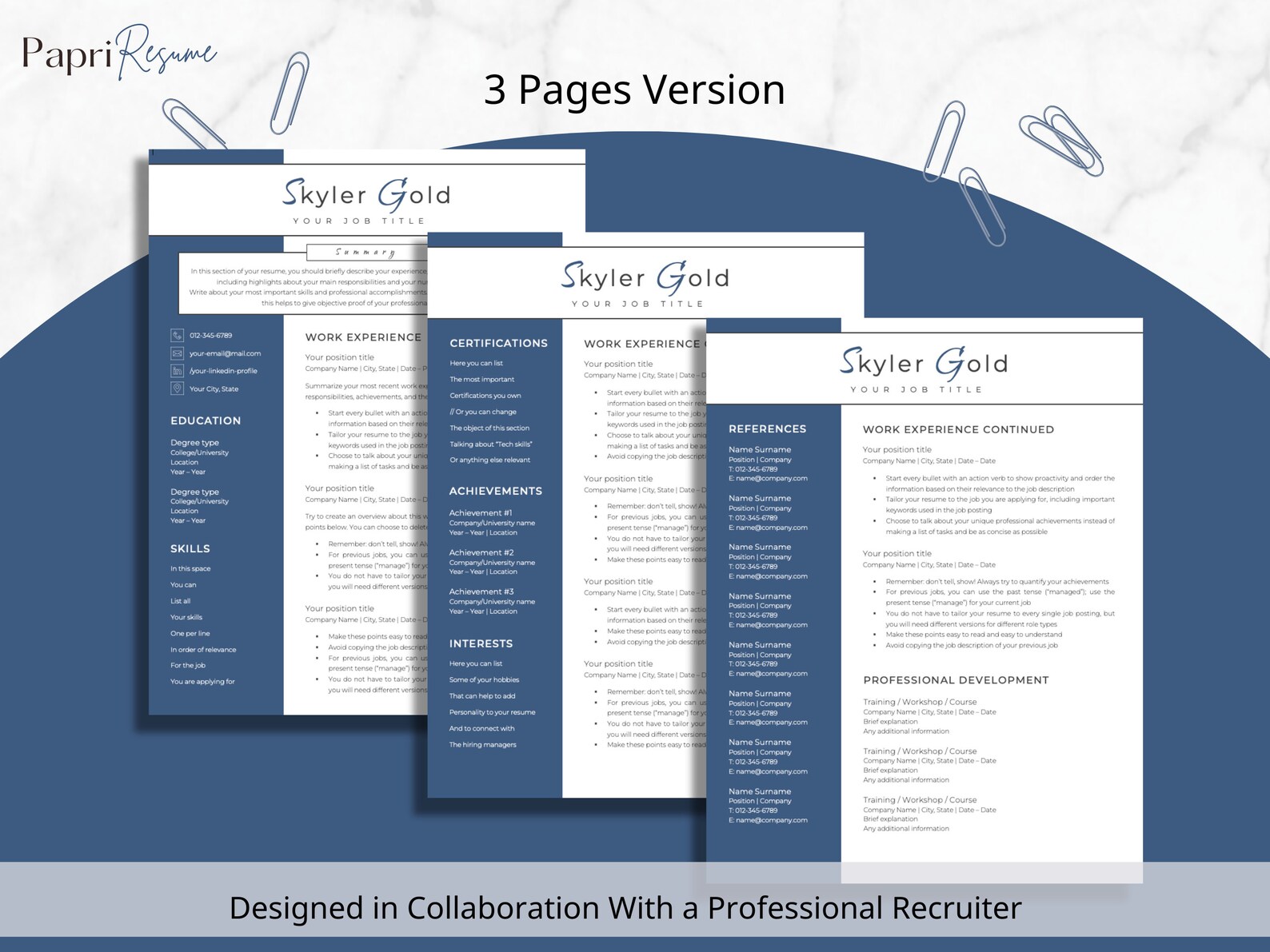 Creative Reference Pags Creative Resume Template for Word, Pages, Google Docs, Creative CV ...